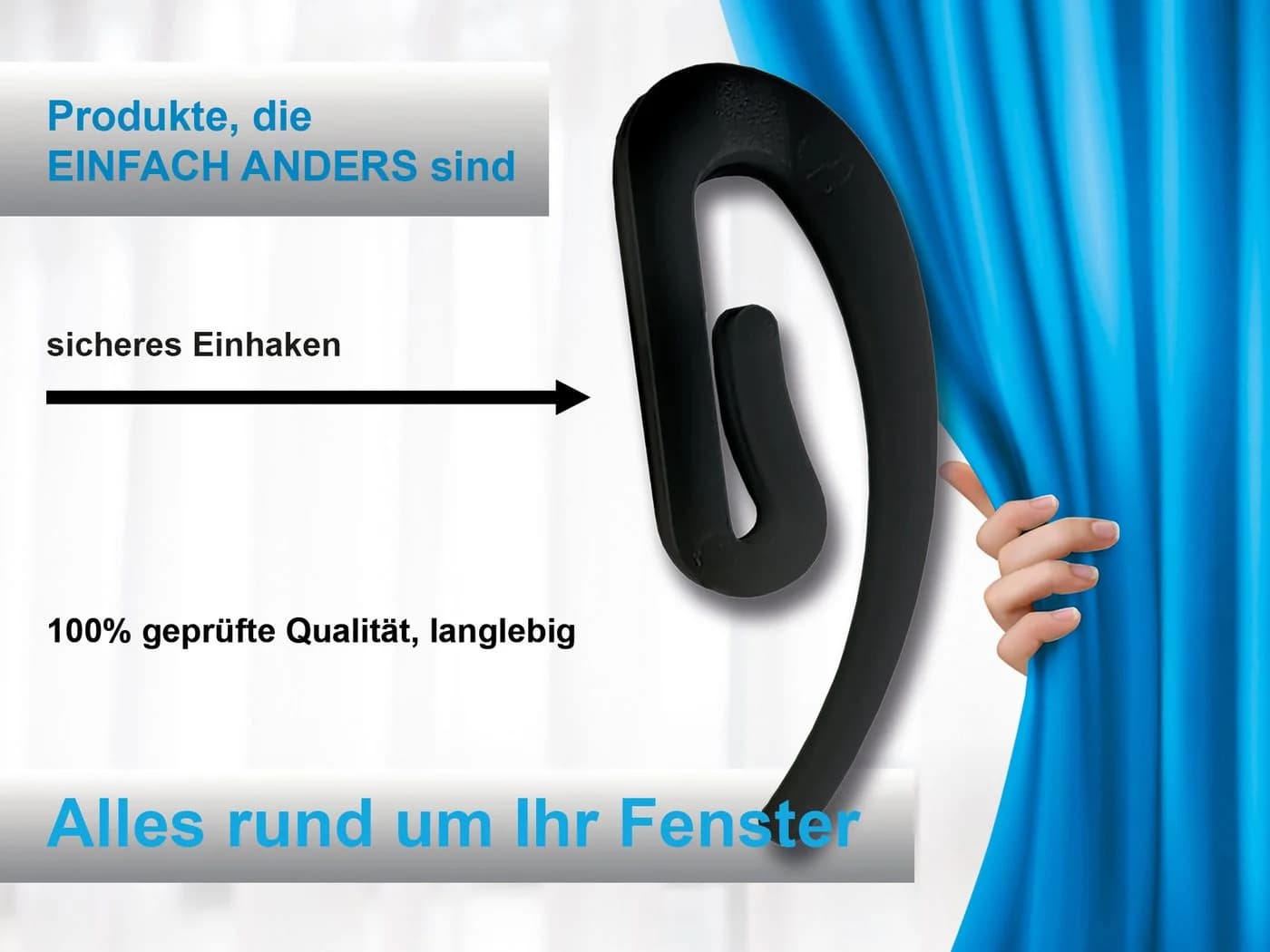 dekondo Gardinenhaken Stechhaken Schwarz 100er Pack - Bild 4
