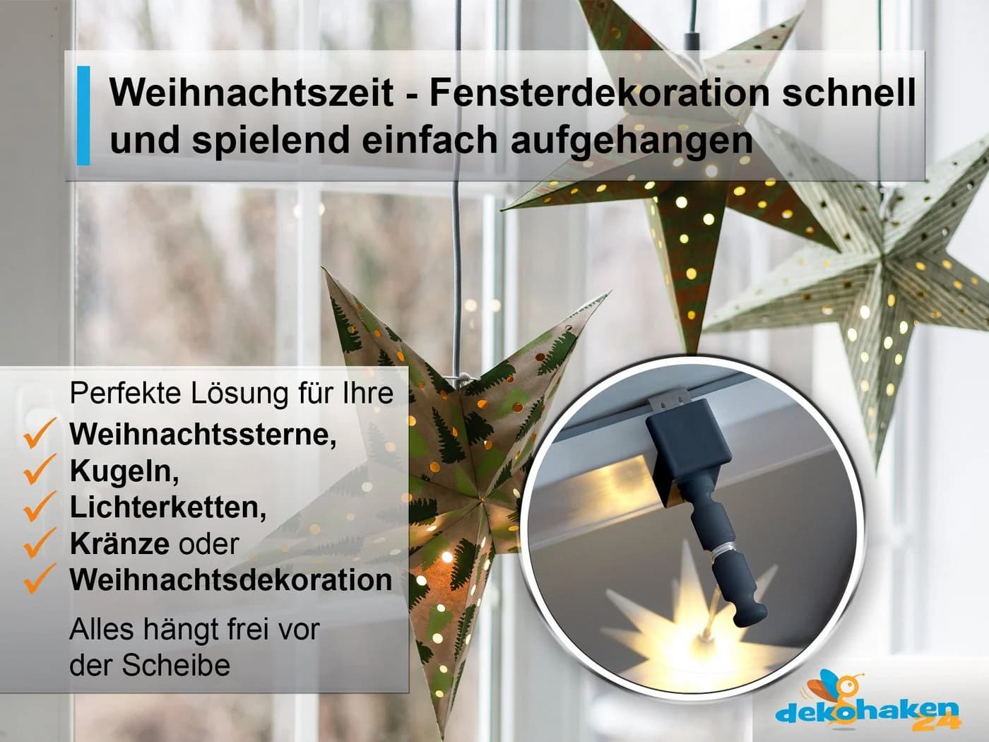 Dekohaken24 Fensterclip mit Distanzhalter Weiß 10-27mm - Bild 3