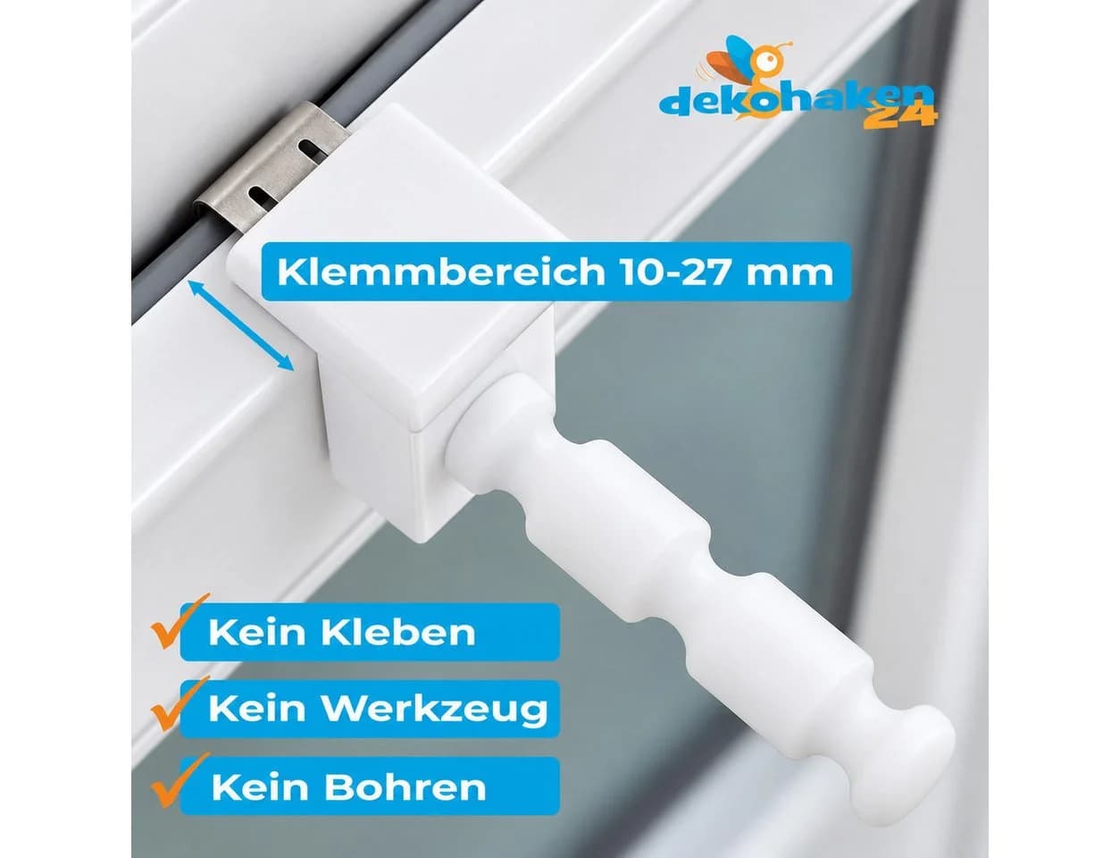 dekohaken24.de Fensterhaken Weiß mit Distanzhalter & Batteriehalter - Bild 5