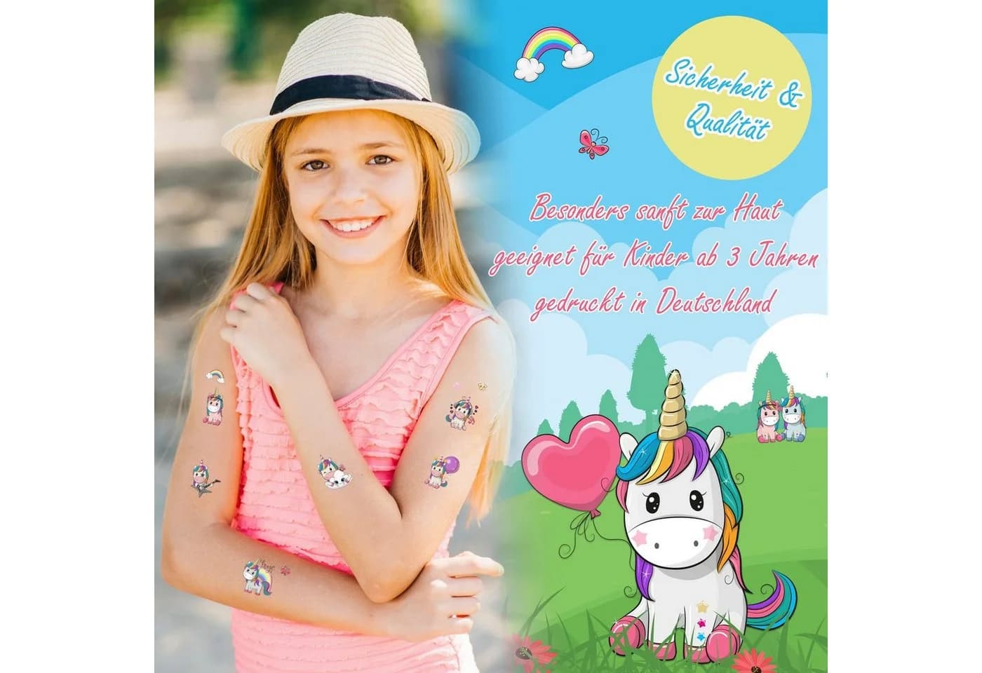 PUNALU Kindertattoo Einhorn Temporäre Tattoos für Kinder - Bild 3