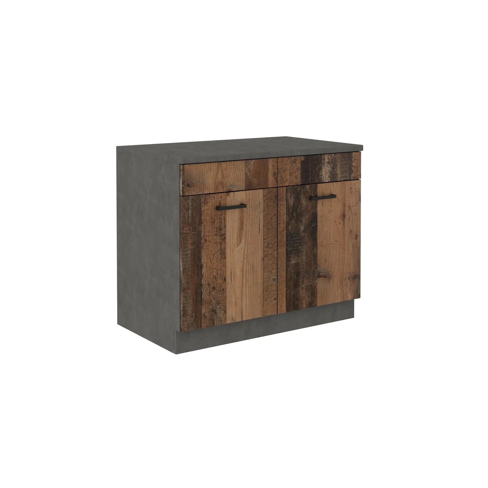 Spülenschrank Mario 100 cm mit Arbeitsplatte Old Wood Optik - Bild 1