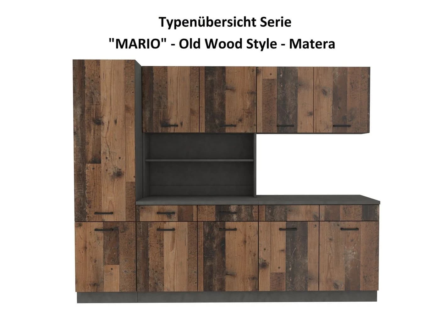 Spülenschrank Mario 100 cm mit Arbeitsplatte Old Wood Optik - Bild 5