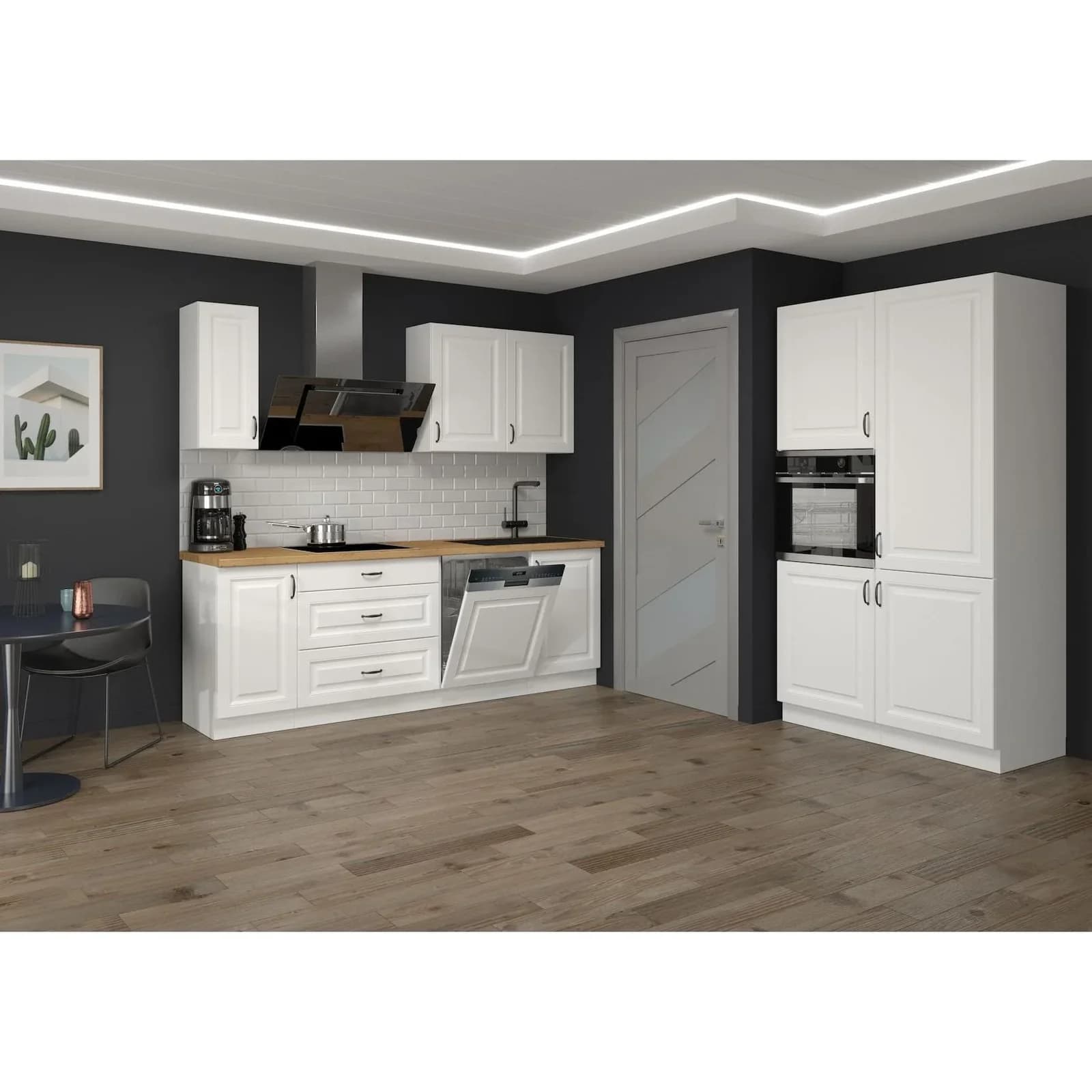 Landhaus Küche Stilo Weiß 230 + 120 cm Küchenzeile