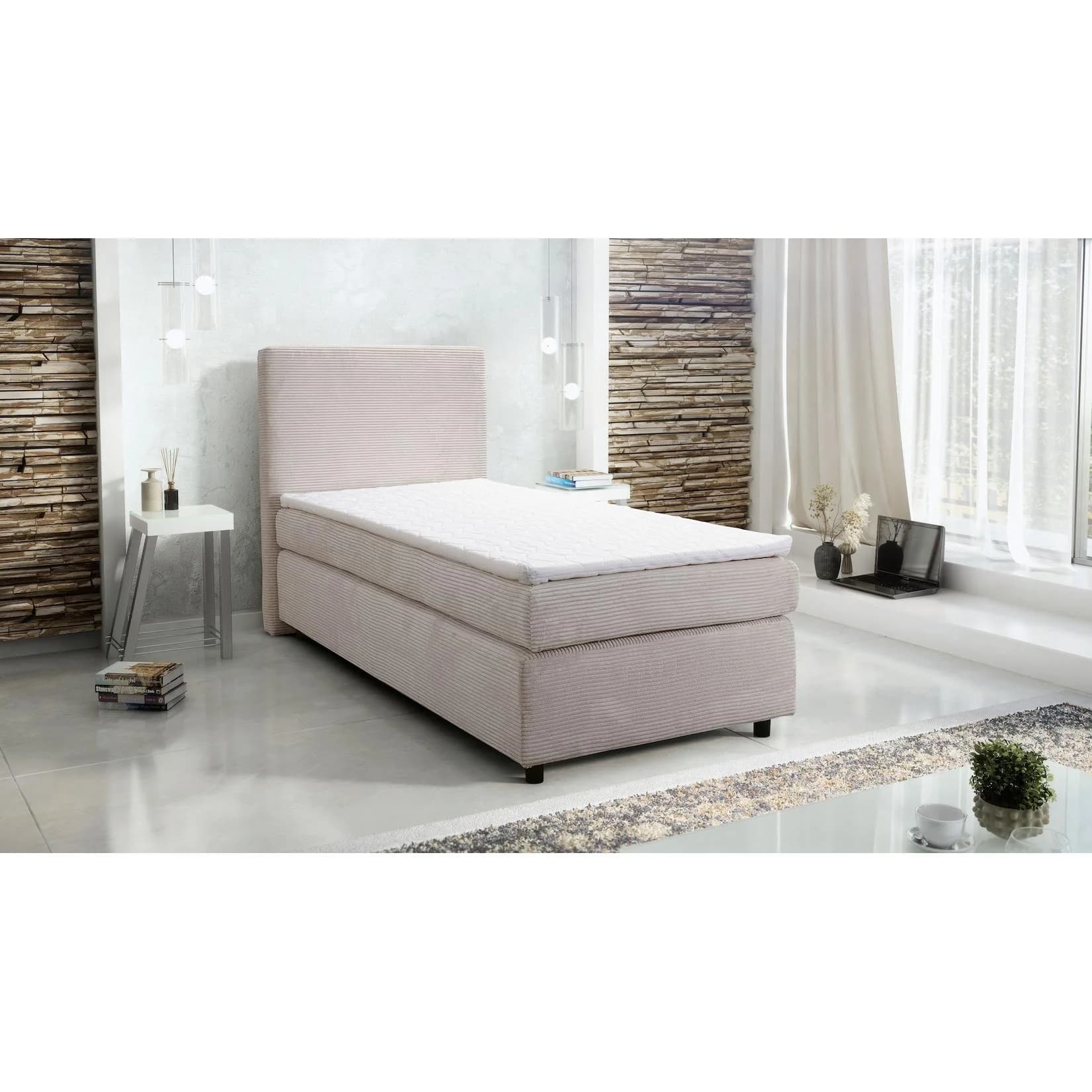 Paxos Boxspringbett Hotelbett Beige Cordstoff Bonellfederkern