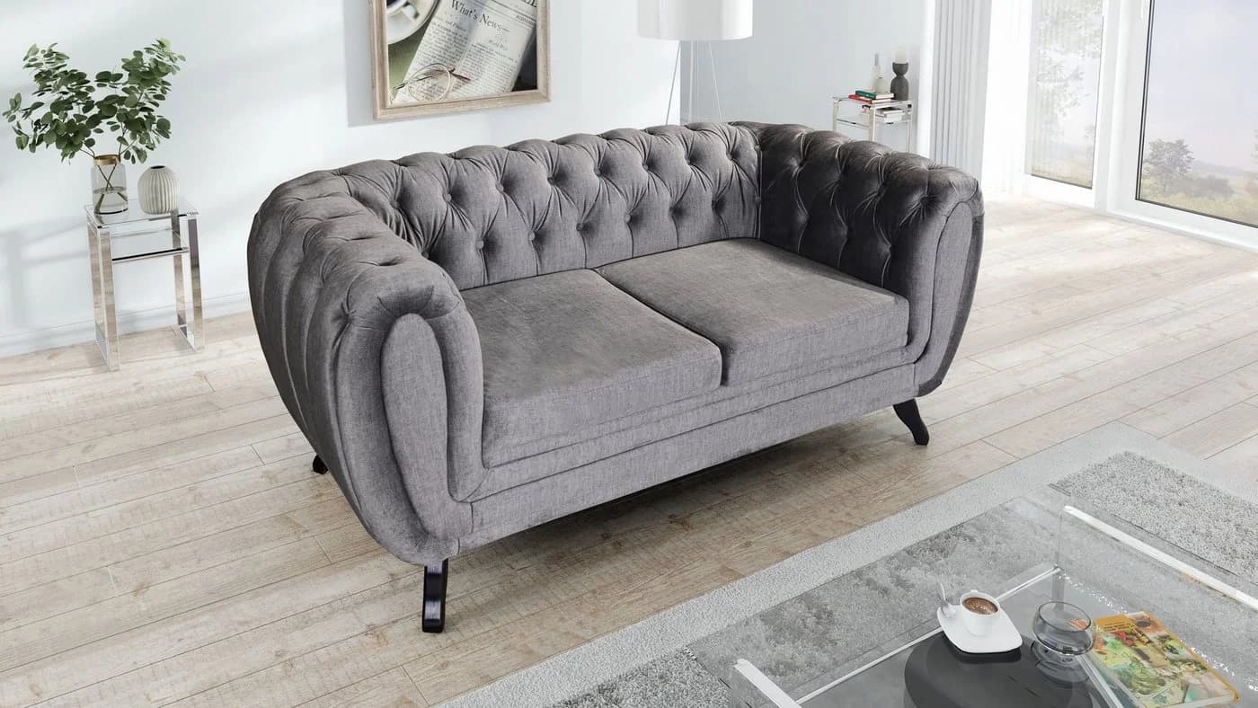Küchen-Preisbombe Chesterfield Sofa Set 3-2-1 Sitzer Grau - Bild 3