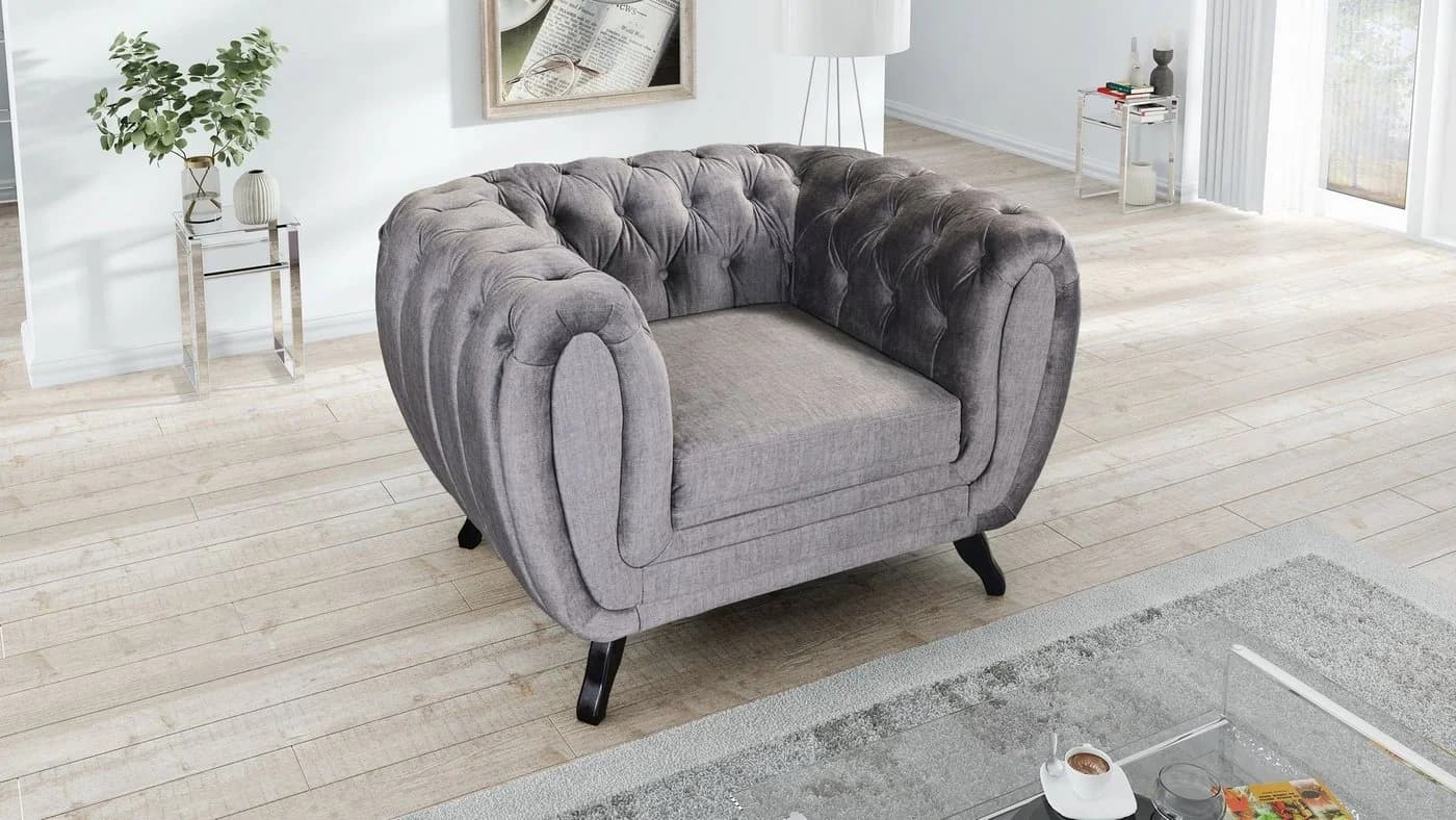 Küchen-Preisbombe Chesterfield Sofa Set 3-2-1 Sitzer Grau - Bild 4