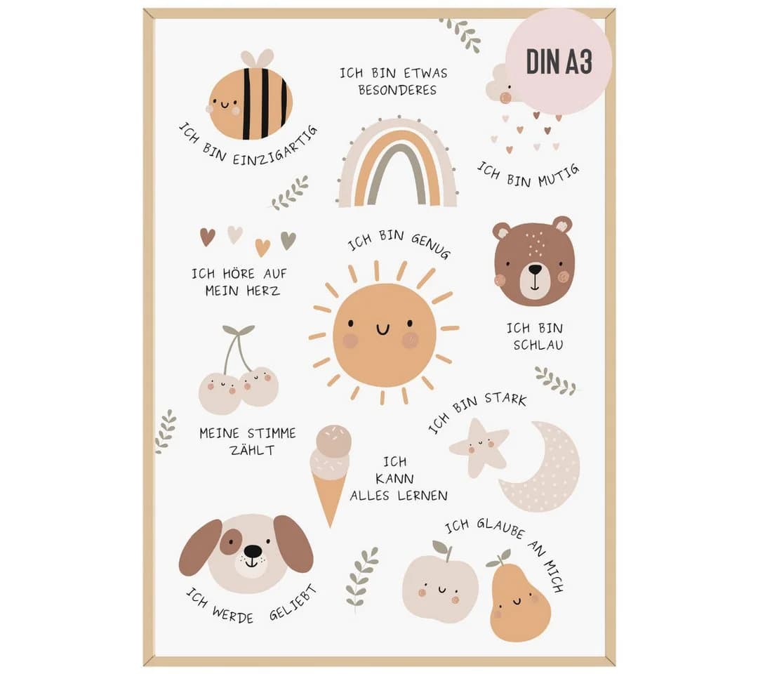 Things of Happiness Poster Affirmationsposter Kinder DIN A3 Bunt - Bild 2