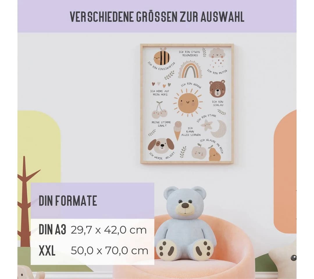 Things of Happiness Poster Affirmationsposter Kinder DIN A3 Bunt - Bild 3