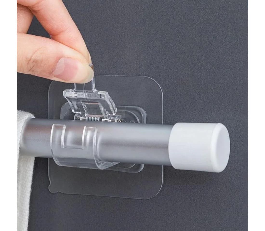 TECBULL Gardinenstangenhalter selbstklebend transparent (8er Pack)