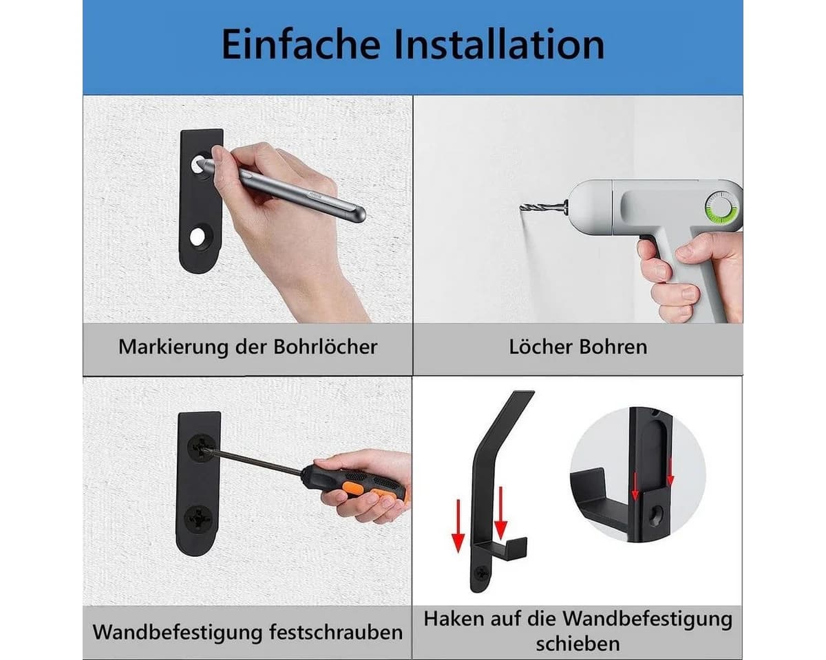 TECBULL Garderobenhaken Wand Deluxe, Kleiderhaken, Wandgarderobe (6 St) - Bild 5