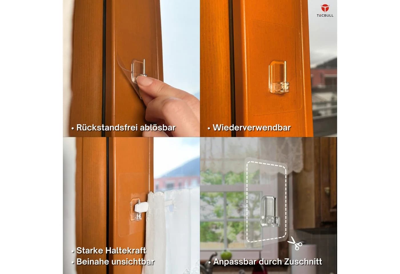 TECBULL Gardinenstangenhalter Magische Vitragestangen Halter, Fenster Gardinenstangen Haken, Gardinenstangen, Vitragestangen - Bild 4