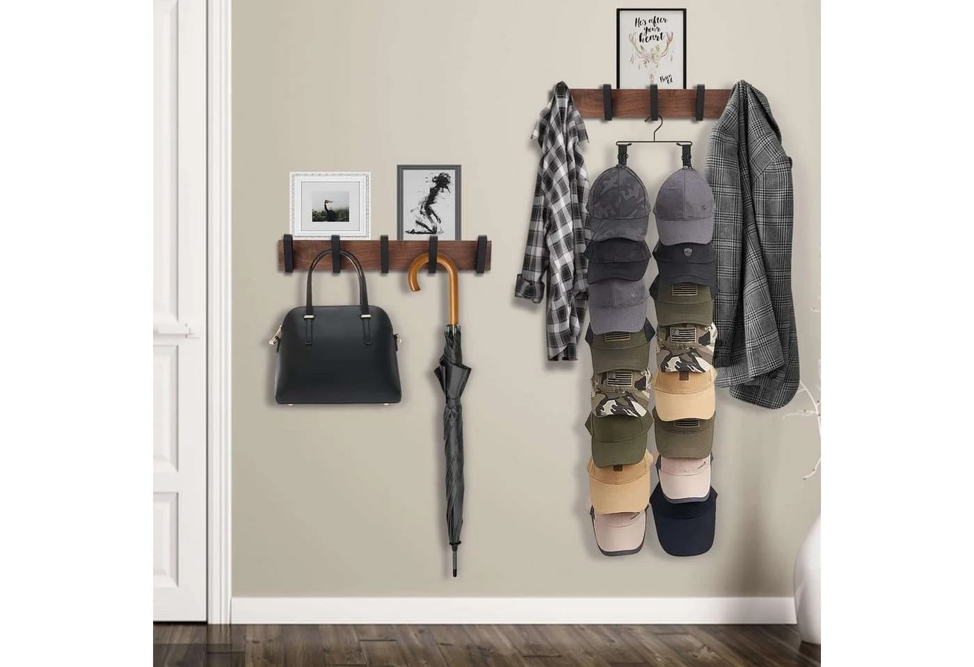 TECBULL Wandgarderobe Holz Deluxe mit 3 oder 5 Haken - Bild 4