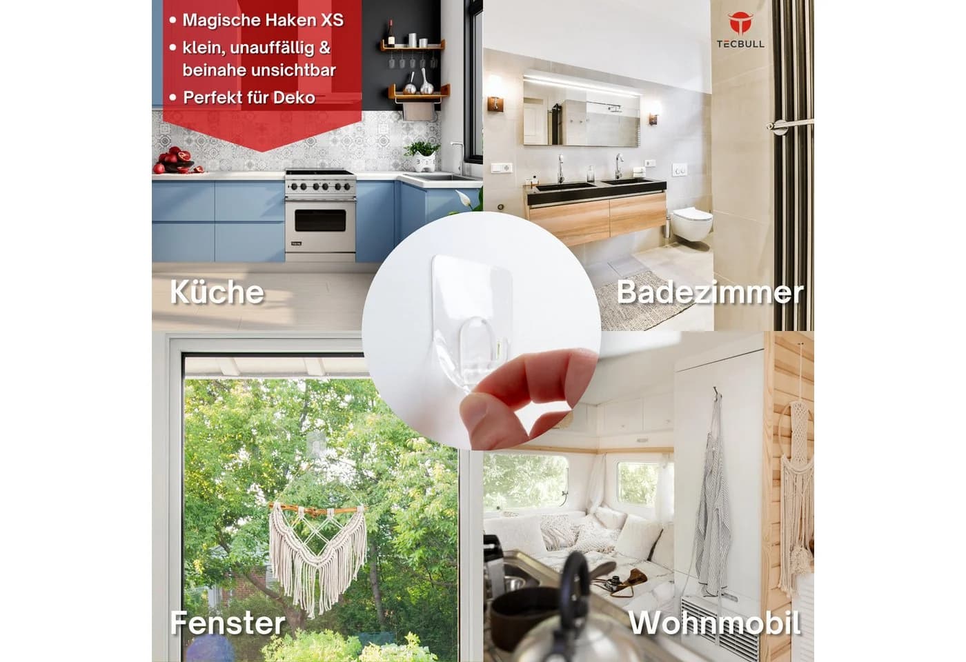TECBULL Magische Haken XS Transparent - Rückstandsfrei & Wiederverwendbar - Bild 4