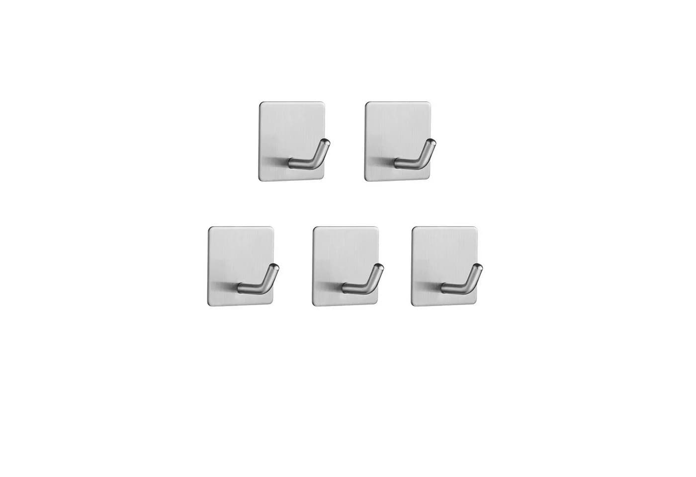 TECBULL Handtuchhaken Klebehaken Edelstahl 304 V2A Selbstklebend 5er Set - Bild 2