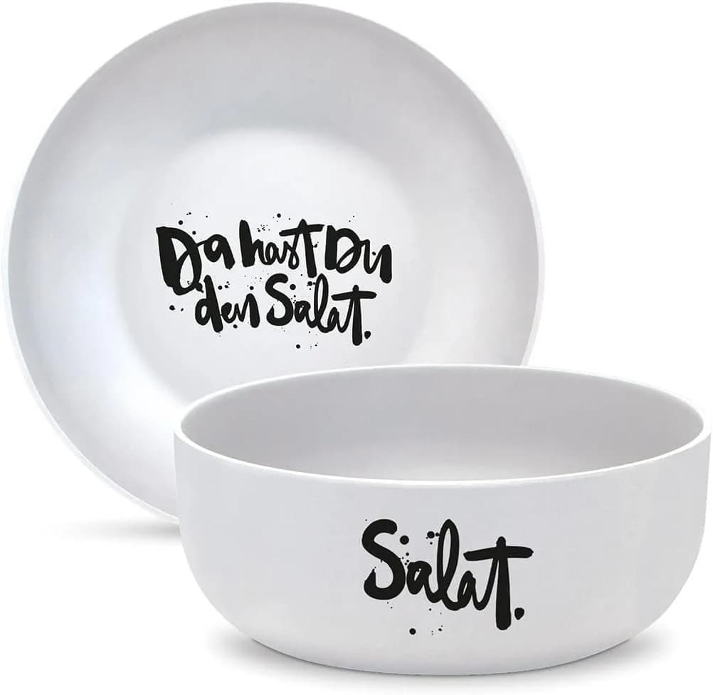 WestCraft Salatschüssel Da Hast du den Salat Porzellan Weiß Matt 16 cm - Bild 2