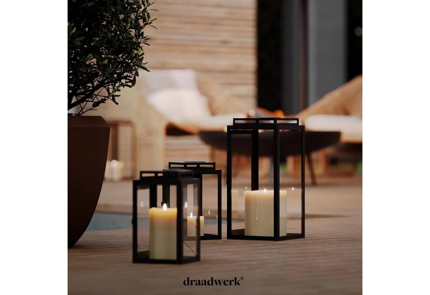 draadwerk® Kerzenlaterne 2er Set Schwarz Metall Garten & Wohn - Bild 3