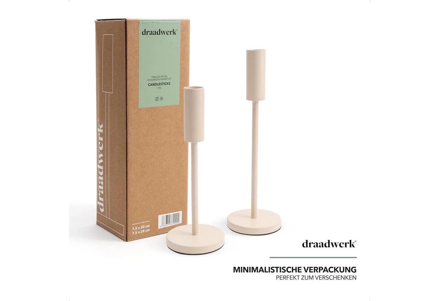 draadwerk® Kerzenhalter 2er Set Weiß Metall Stabkerzenständer - Bild 5