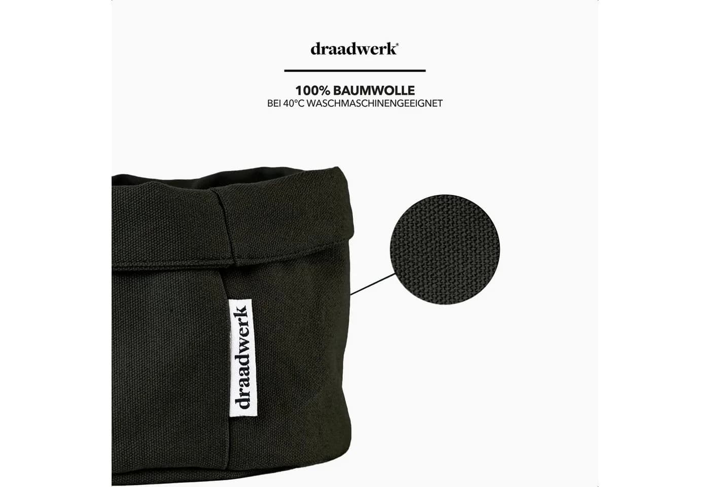 draadwerk® Brotkorb Stoff Schwarz Beige Aufbewahrungskorb