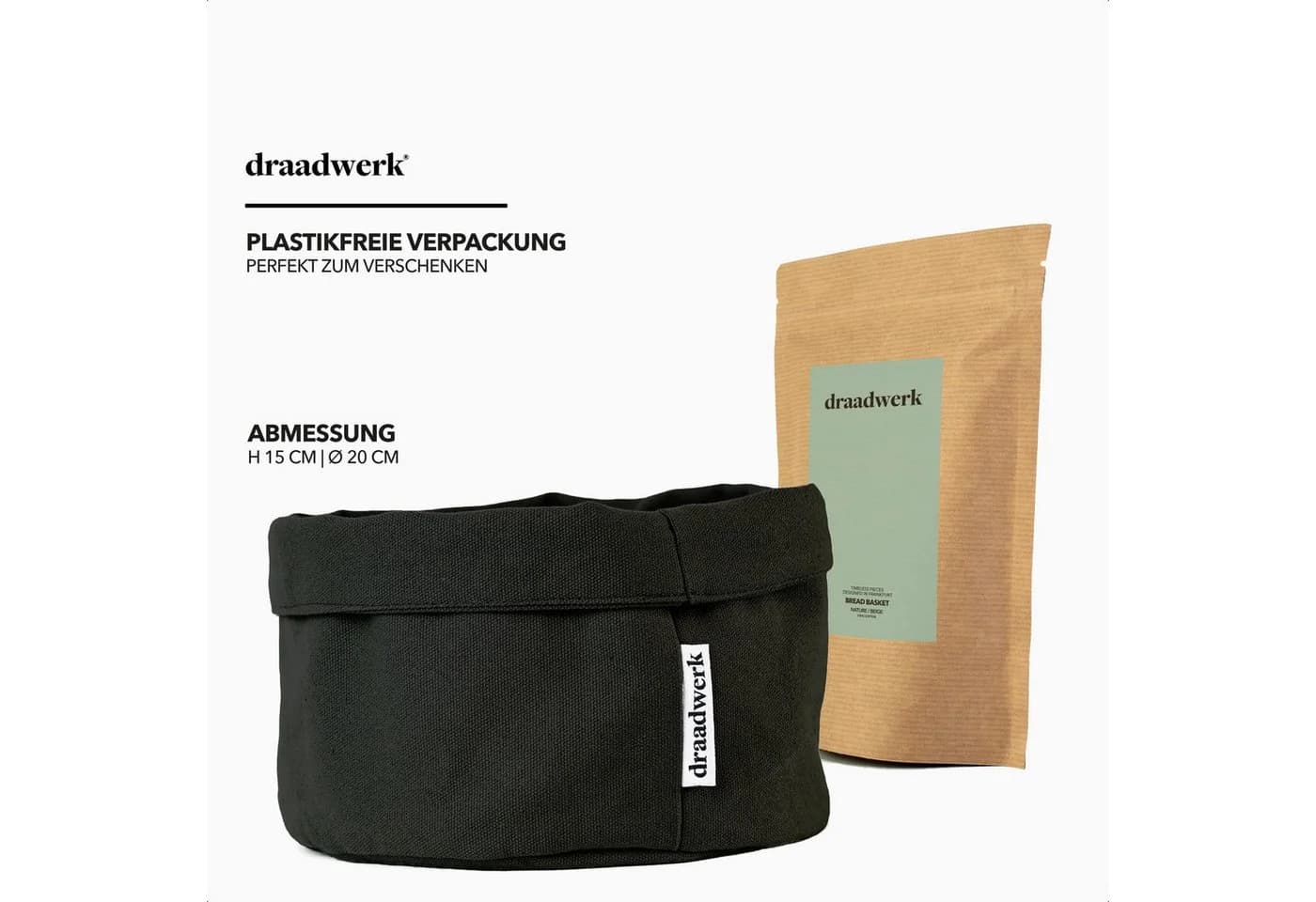 draadwerk® Brotkorb Stoff Schwarz Beige Aufbewahrungskorb - Bild 5