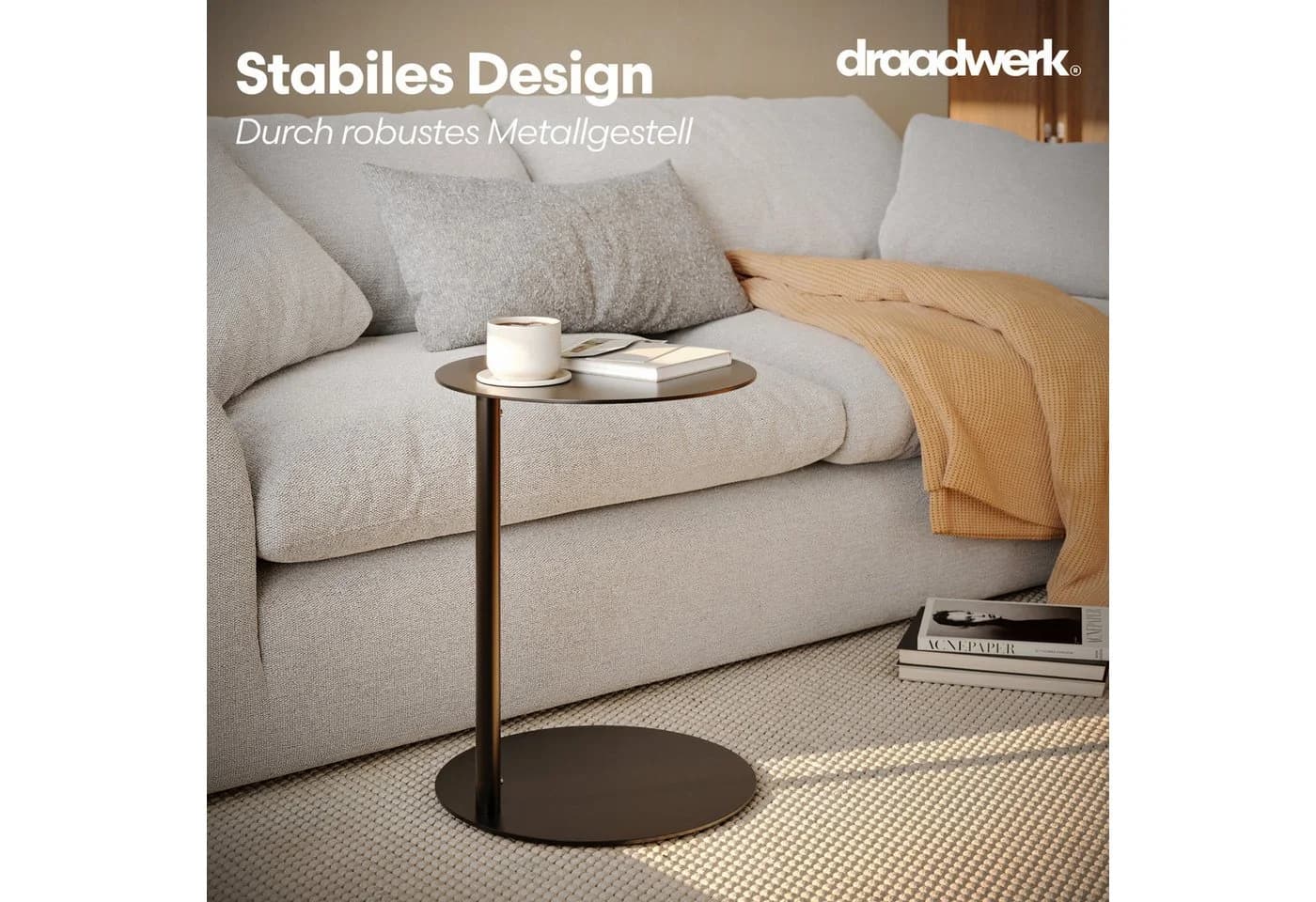 draadwerk® Couchtisch Sofatisch 40cm Metall Rund Schwarz - Bild 4