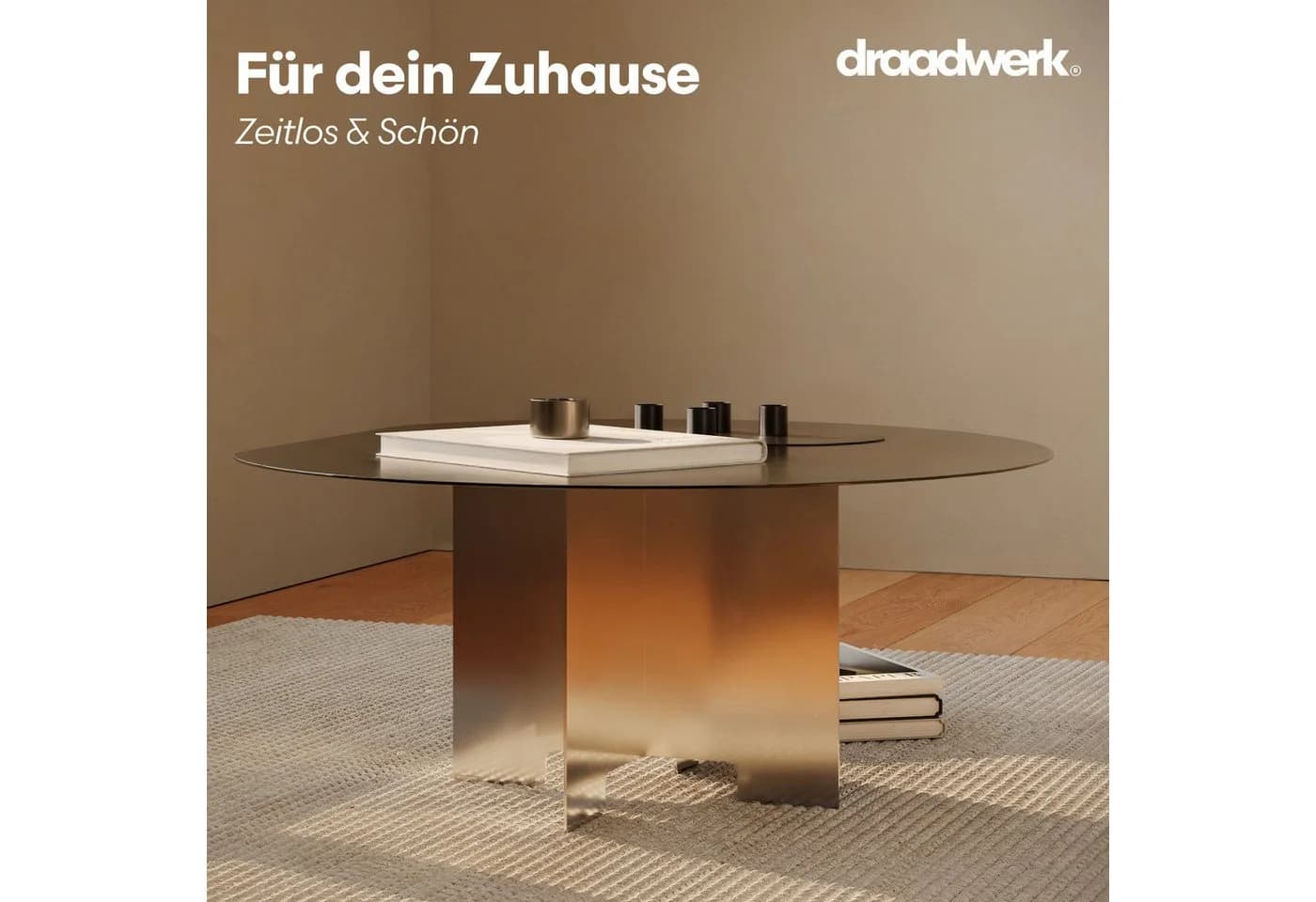 draadwerk® Couchtisch Sofa Beistelltisch Brushed Edelstahl Silber