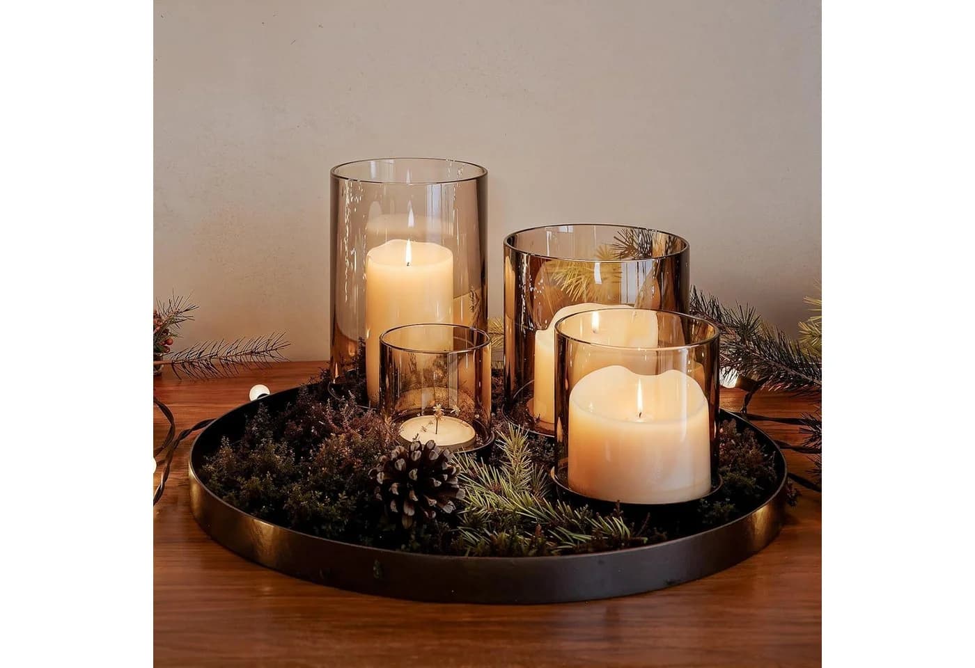 draadwerk® Adventskranz Set mit Metall-Tablett und 3 Windlichtern - Bild 2