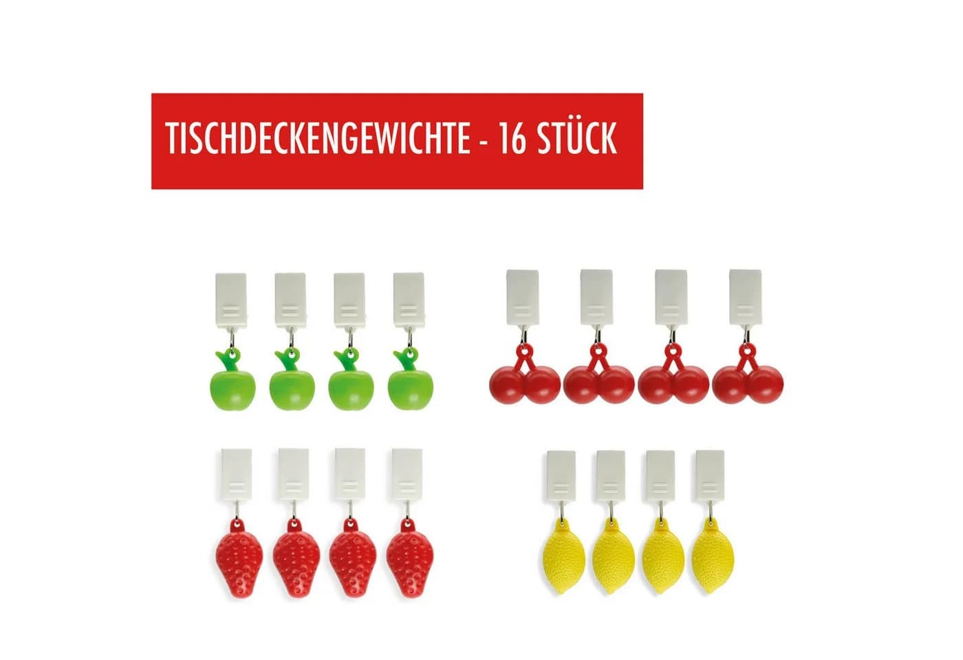 Osma Dekofigur 16er Set Tischdeckengewichte Obst Design Bunt