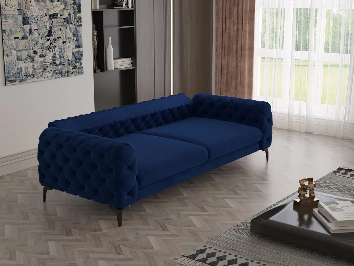 Möbeldreams Chesterfield-Sofa Arizona mit Schlaffunktion Blau - Bild 3