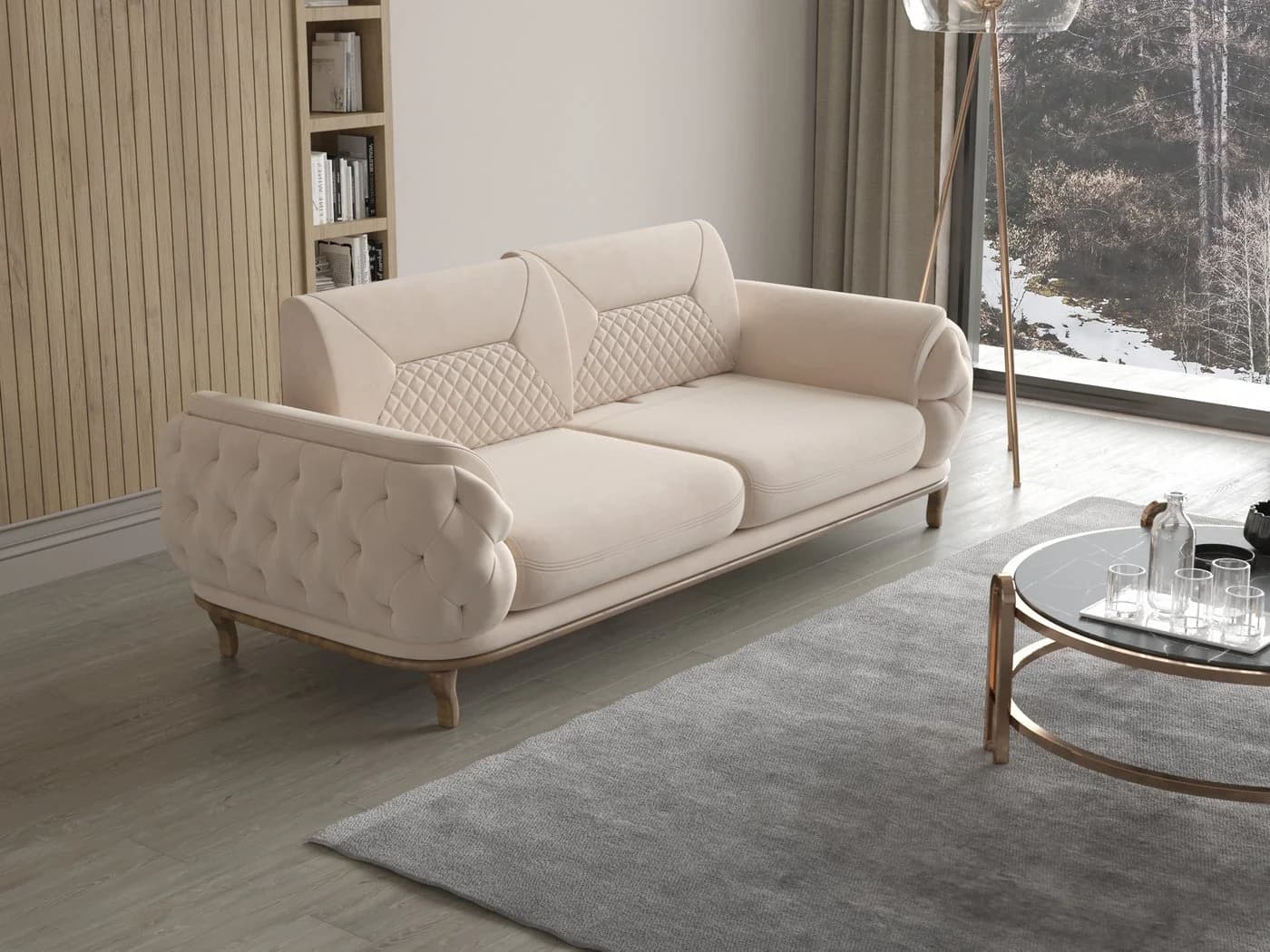 Möbeldreams Sofa-Set Ema 3-3-1 Modern Chesterfield Beige - Bild 5