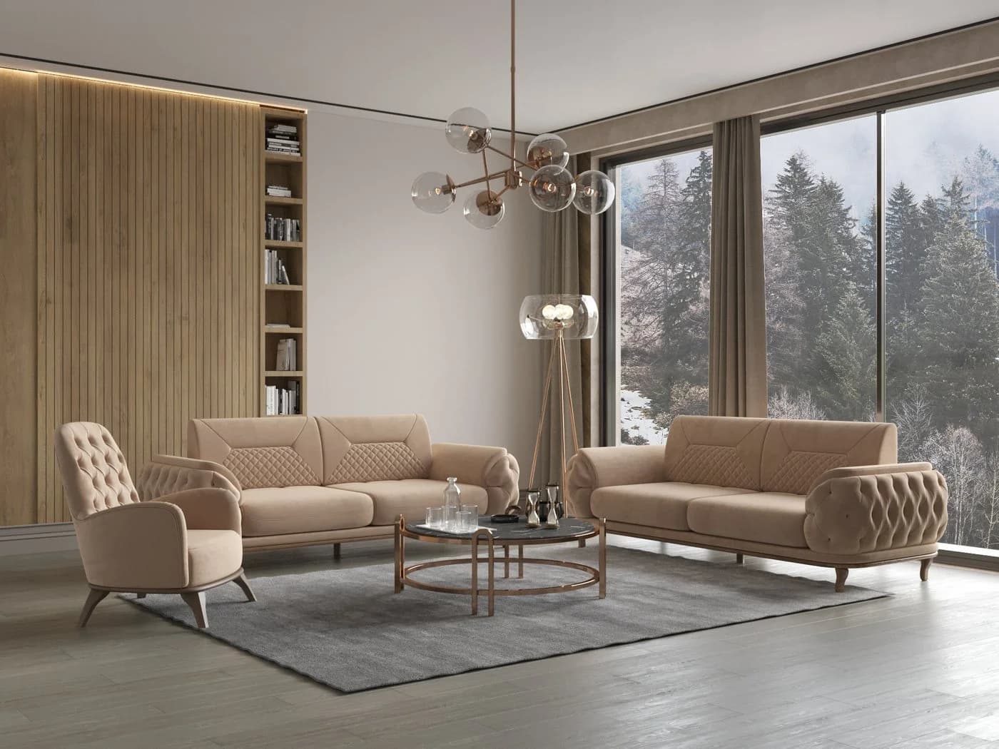 Möbeldreams Sofa-Set Ema 3-3-1 Modern Chesterfield Braun - Bild 2