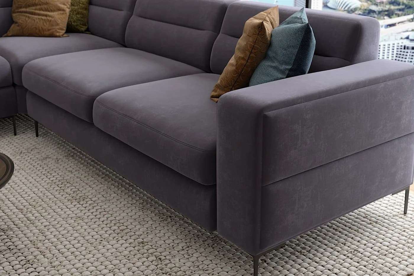 Möbeldreams Ecksofa Velvet L-Form Samt Grau Modern