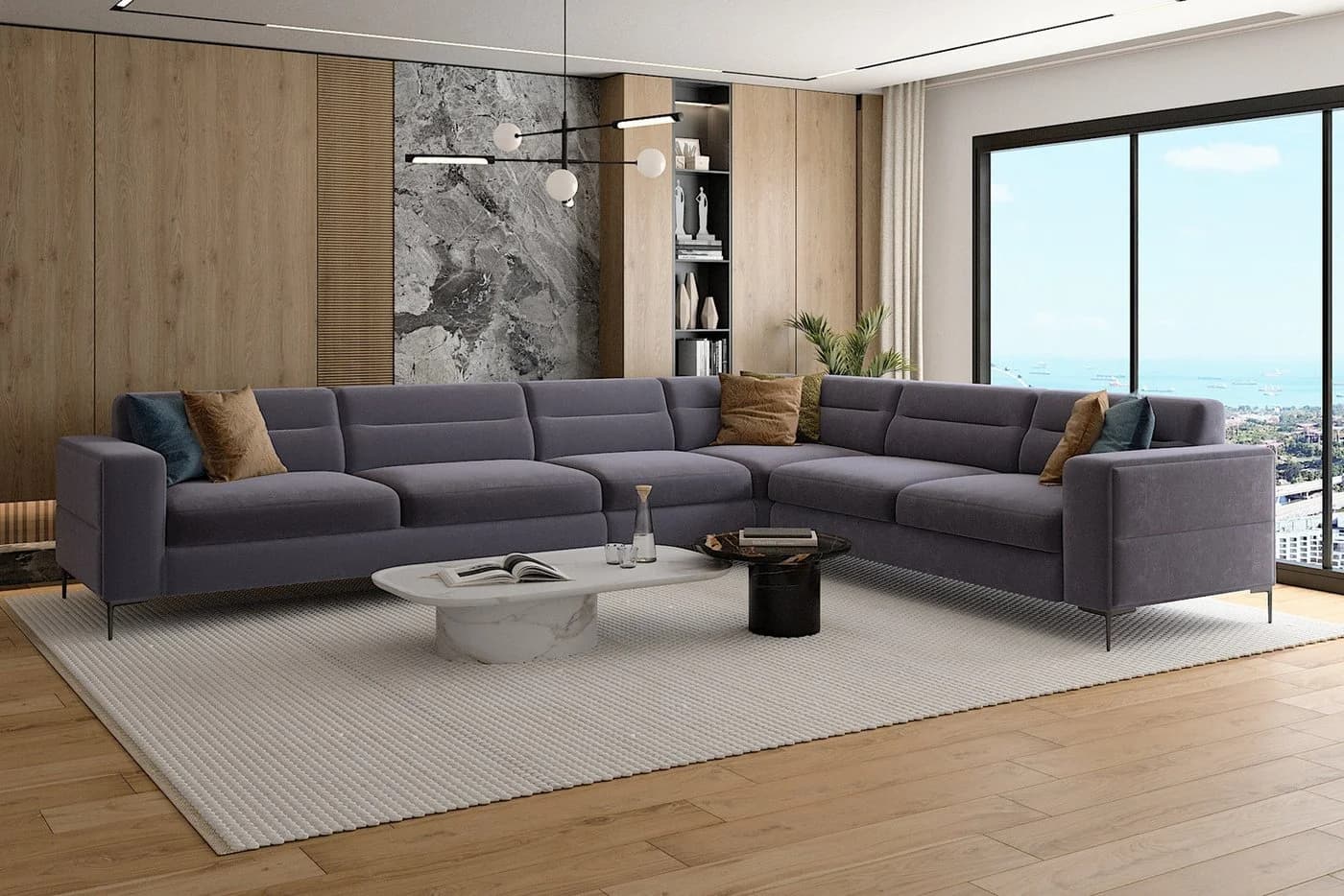 Möbeldreams Ecksofa Velvet L-Form Samt Grau Modern - Bild 2