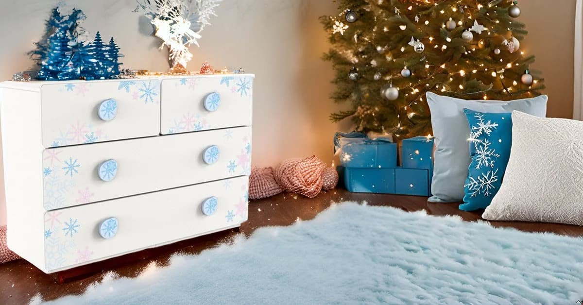 habeig Kinderkommode Schneeflocke 120x78x41cm weiss Sideboard - Bild 3