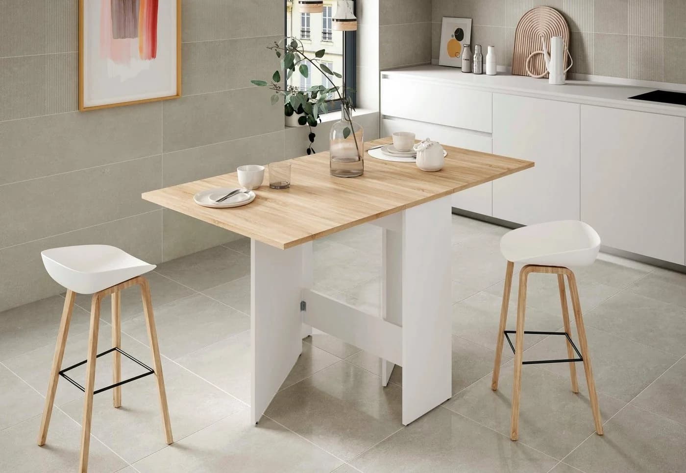 habeig Falttisch Klapptisch Weiß Eiche Variabel - Bild 4
