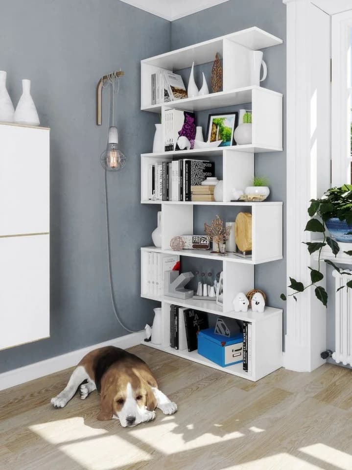 habeig Raumteilerregal Stufenregal Bücherregal Weiß - Bild 4