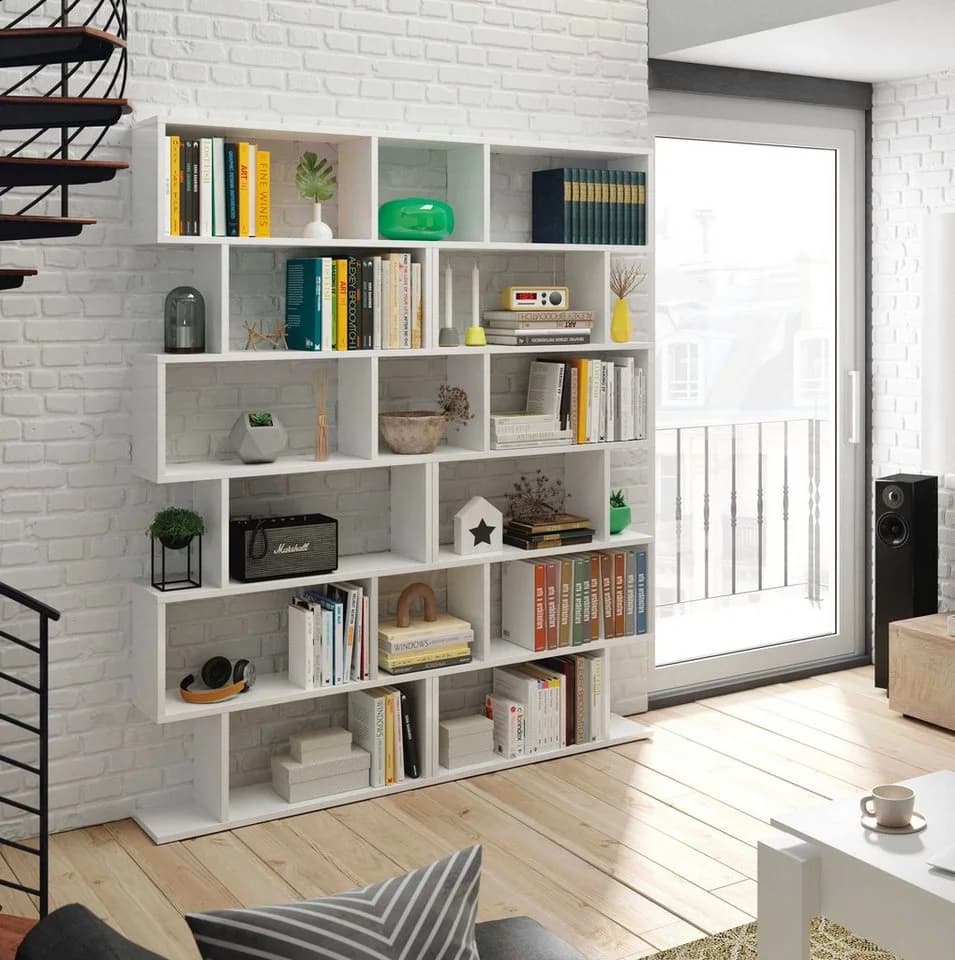 habeig Raumteilerregal Stufenregal Bücherregal Weiß - Bild 5