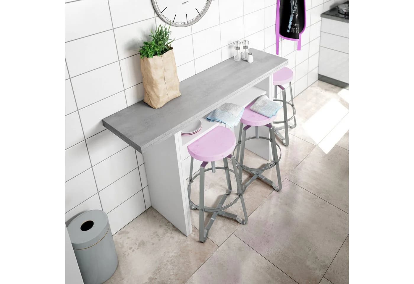 habeig Klappbarer Küchentisch Weiß 120x70cm - Bild 2