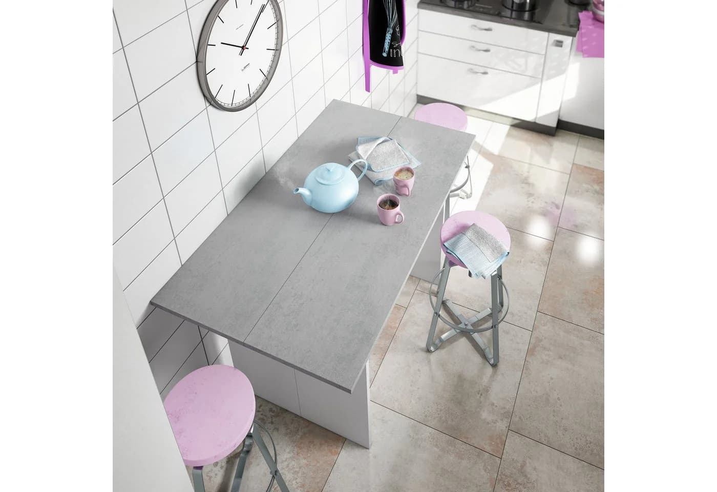 habeig Klappbarer Küchentisch Weiß 120x70cm - Bild 5