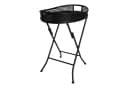 habeig Beistelltisch oval Bambus-Tablett Klappbares Metallgestell Schwarz Bild 2