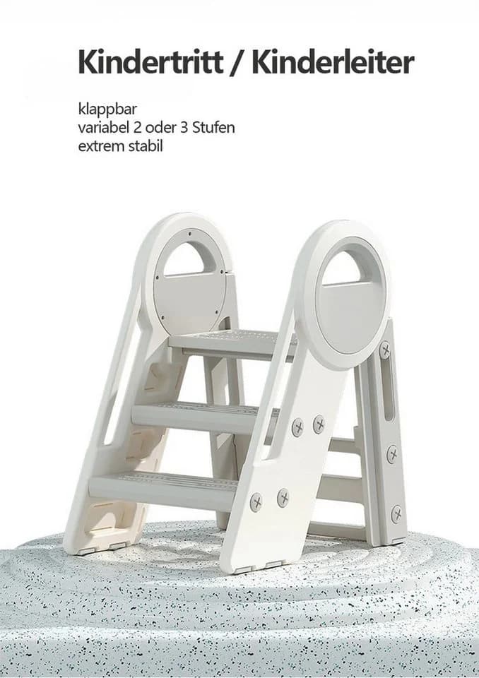 habeig Tritthocker Klappbarer Kindertritt 2-3 Stufen 65 cm Höhe bis 75 kg Kinderleiter - Bild 5