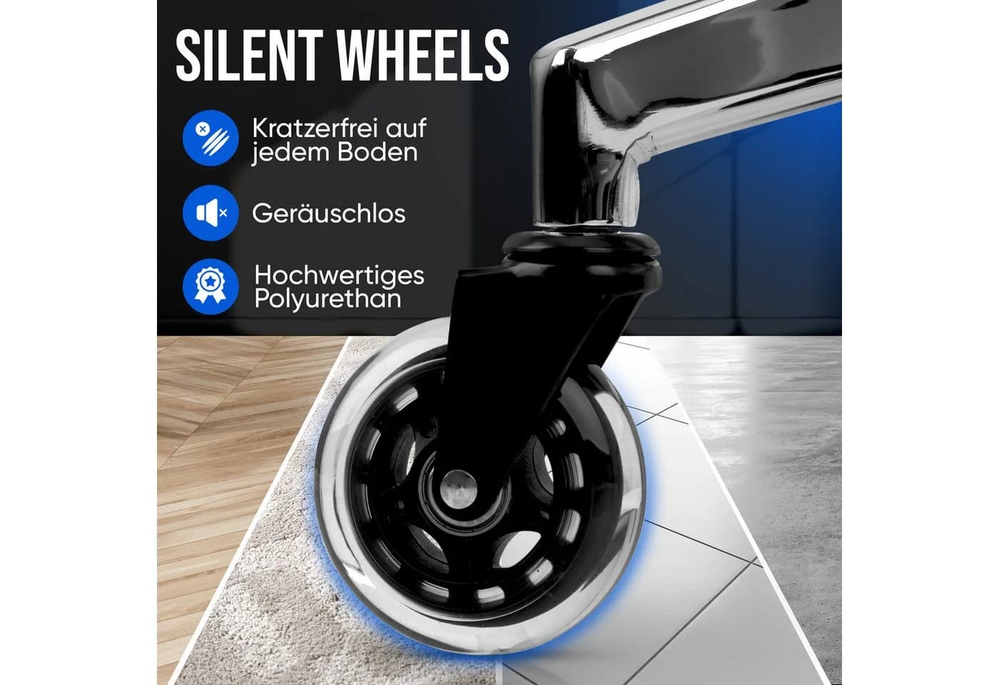 ELITESEATS Ergonomischer Bürostuhl Schwarz 150kg Belastbar Atmungsaktiv - Bild 5