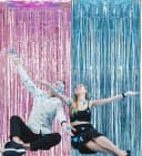 Montegoni Dekorationsfolie Vorhang 2er Set Glitzer Party Deko Rosa Blau Bild 4