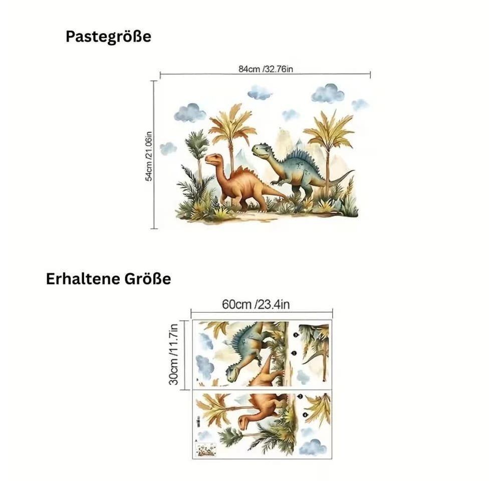 Montegoni Wandsticker Jurassic Forest Dinosaur 84x54cm Selbstklebend
