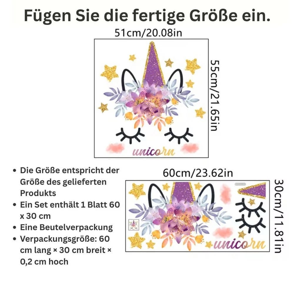 Montegoni Wandsticker Einhorn Kinderzimmer selbstklebend