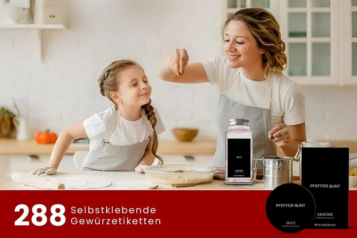 Montegoni Gewürzetiketten 288 Stück Schwarz Selbstklebend Wasserfest - Bild 5
