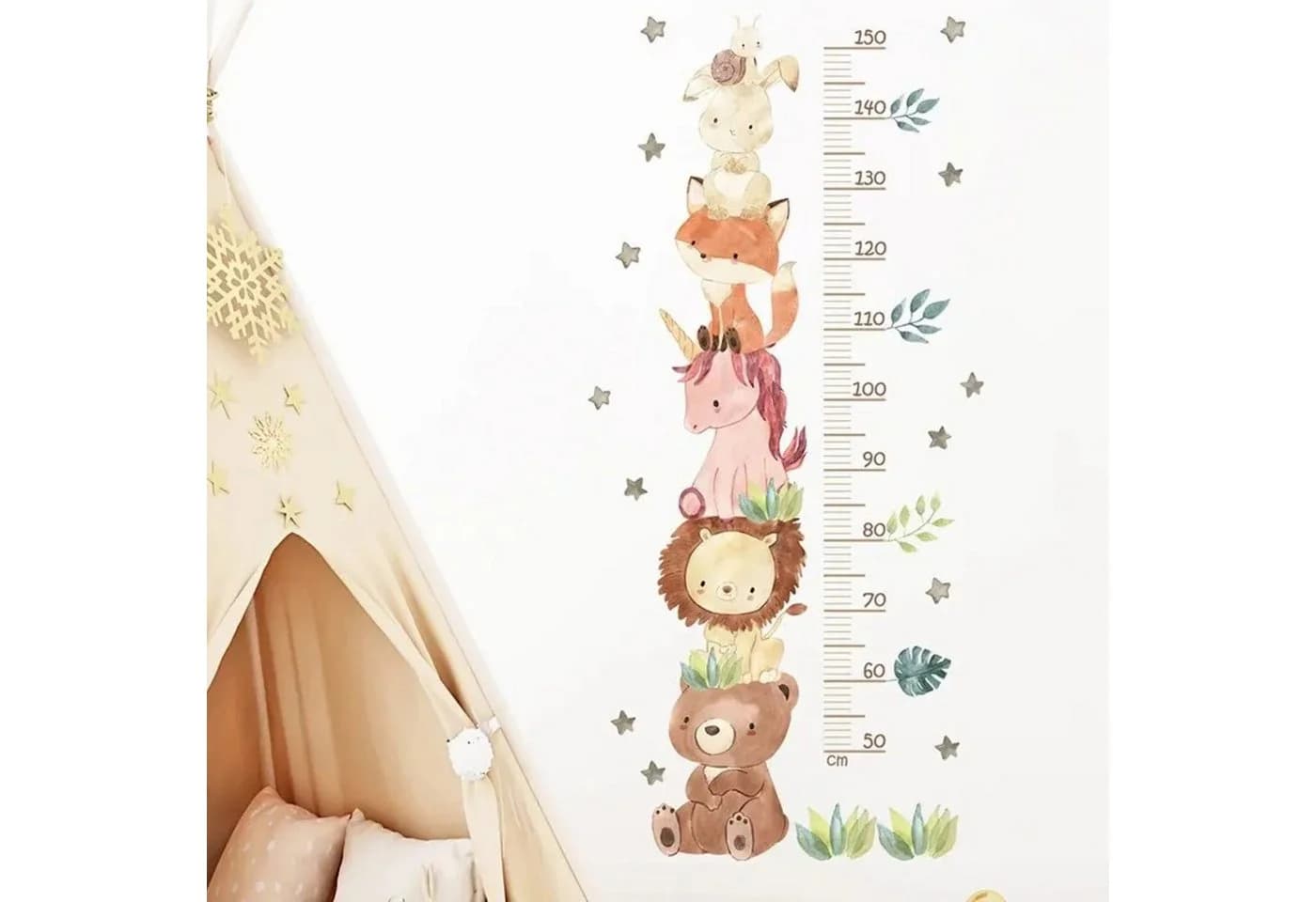 Montegoni Wandsticker Kinder Waldtiere & Einhorn mit Höhenmessung - Bild 3