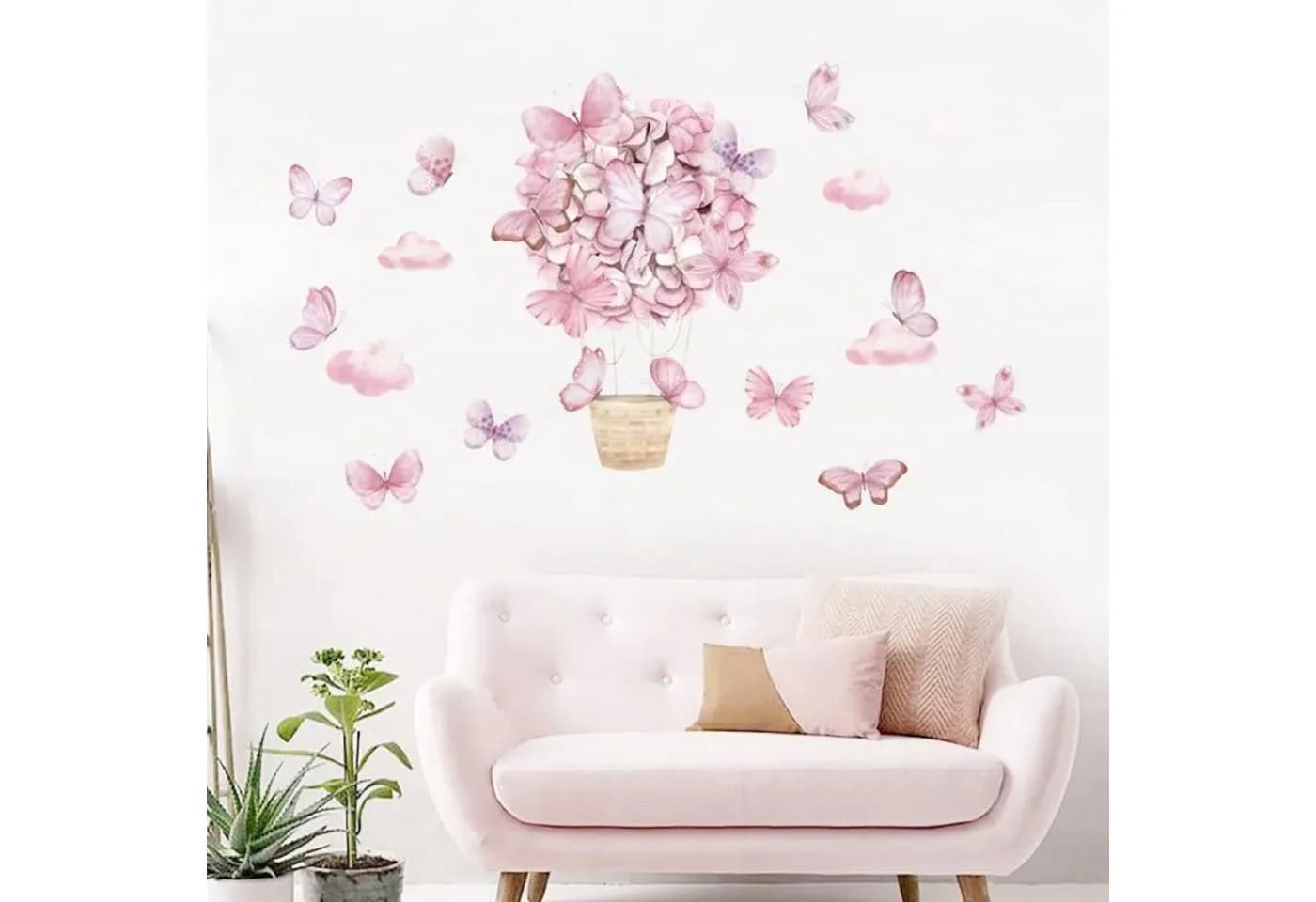 Montegoni Wandsticker Rosa Schmetterlingskorb Wandaufkleber