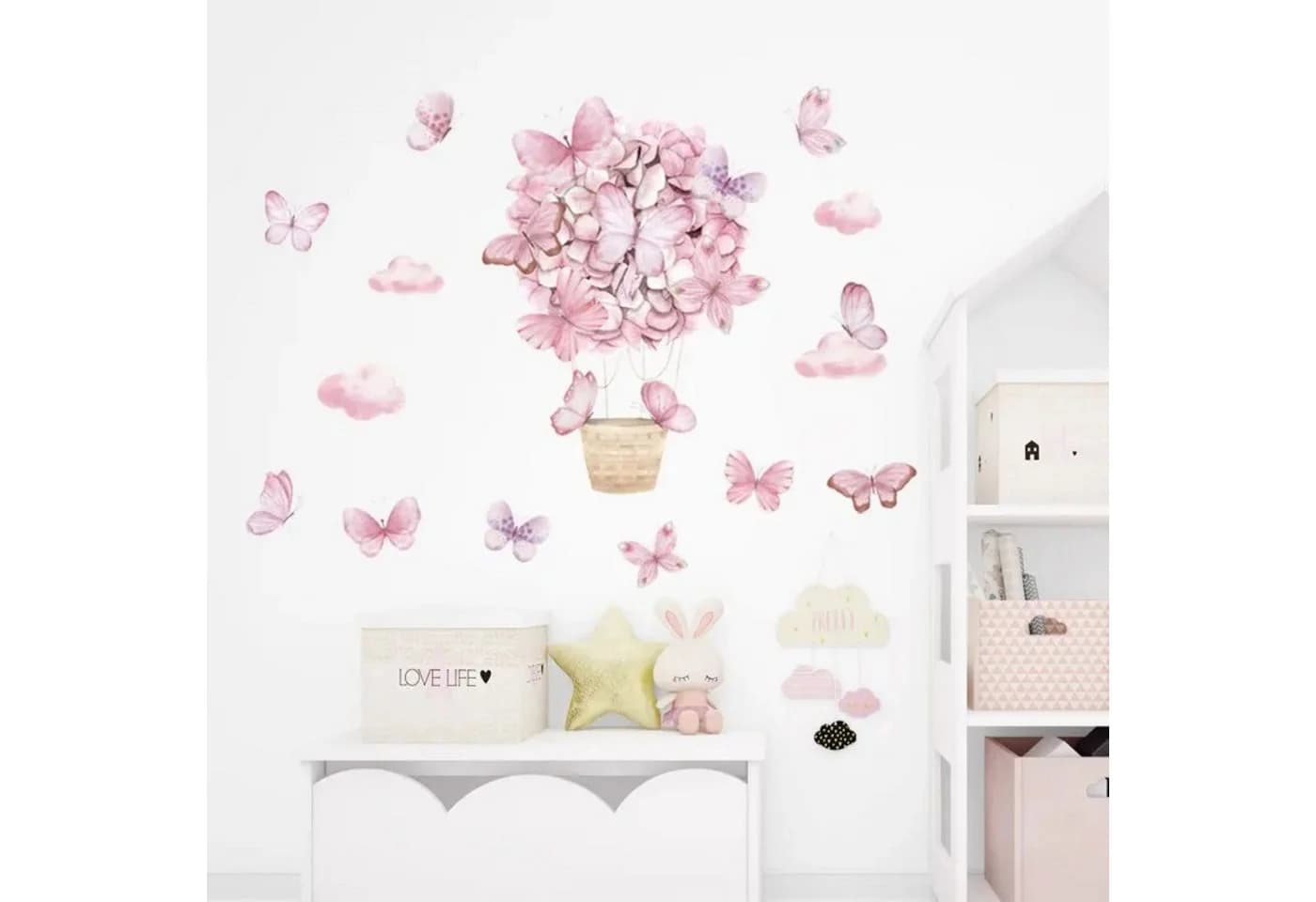 Montegoni Wandsticker Rosa Schmetterlingskorb Wandaufkleber - Bild 2