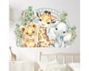 Montegoni Wandtattoo Kinder Tier Wandsticker Bunt Löwe Giraffe Elefant Bild 2