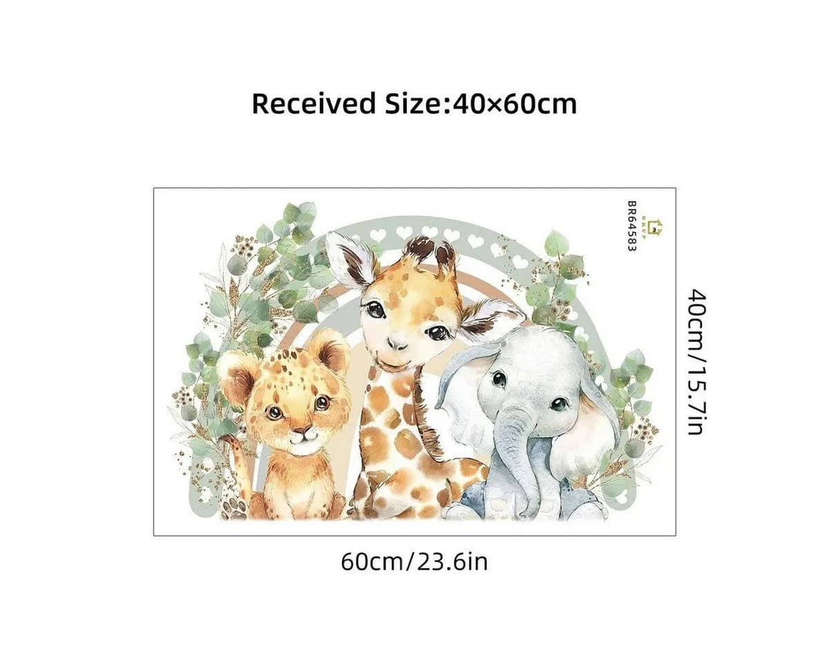 Montegoni Wandtattoo Kinder Tier Wandsticker Bunt Löwe Giraffe Elefant - Bild 3